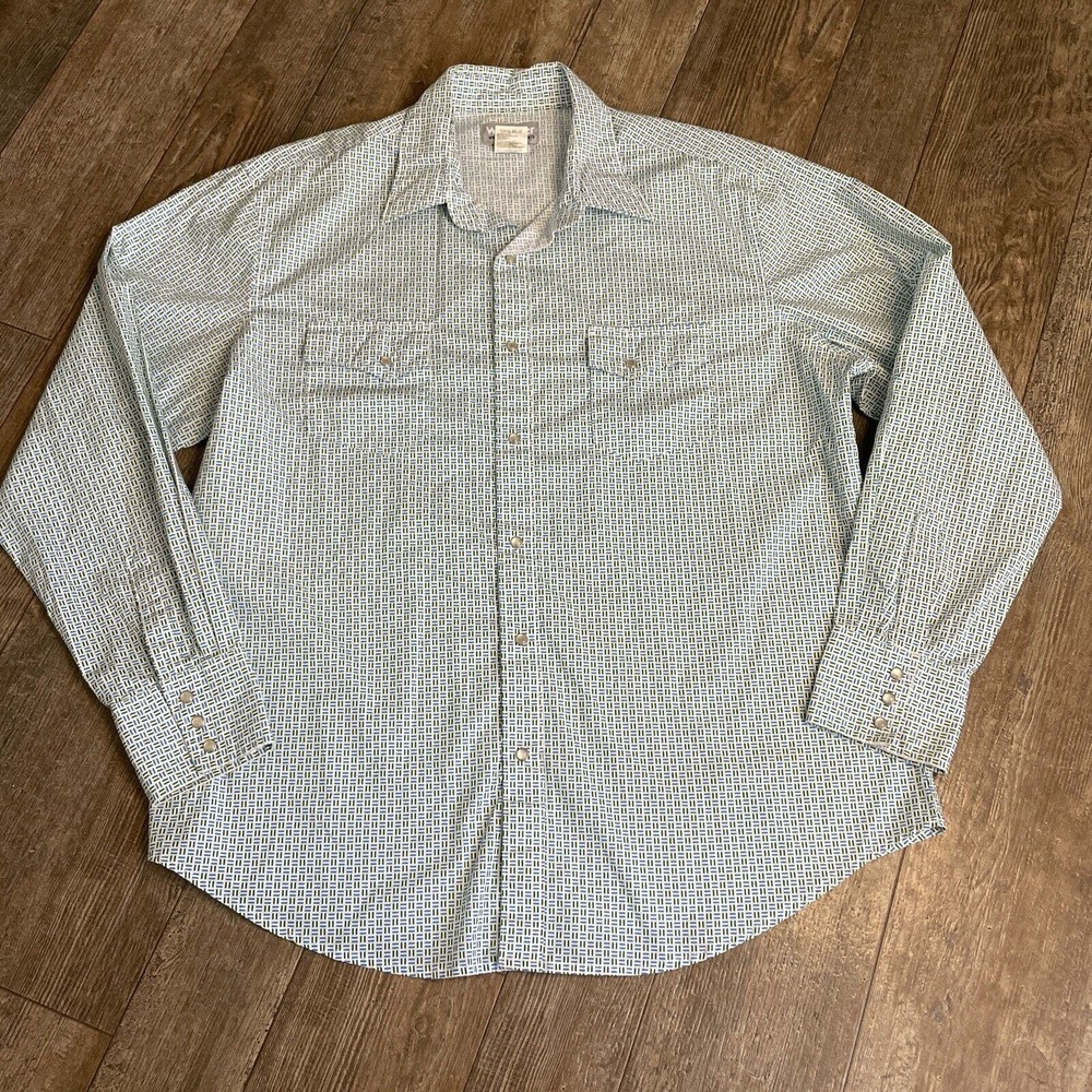 Wrangler Wrancher Pearl Snap Plaid Long Sleeve Western Cowboy Shirt Men’s XL